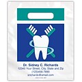 Medical Arts Press® Dental Personalized 2-Color Supply Bags; 7-1/2x9, Tooth w/Crossed Brushes, 100 Bags, (59757)