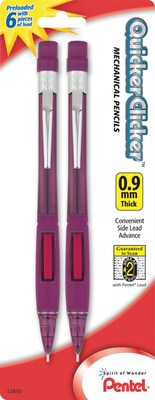 Pentel Quicker-Clicker™ Automatic Pencil .9mm, Burgundy Barrels, 2/Pack