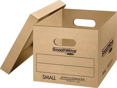 Bankers Box® SmoothMove™ Tape Free Classic Moving Boxes with Lift-Off Lid, Small (15x 12x 10), 5/