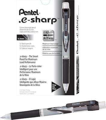 Pentel e-sharp Mechanical Pencil, 0.5mm, #2 Medium Lead, Dozen (AZ125A)