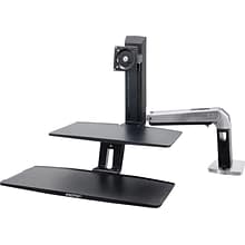 Ergotron 1/4 x 22 WorkFit-A Sit-Stand Workstation With Suspended Keyboard, Polished Aluminum