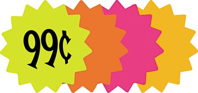 Die Cut Paper Signs, 4 Round, Assorted Colors, Pack of 60 Each (090249)