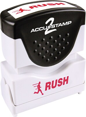 Accu-Stamp2® One-Color Pre-Inked Shutter Message Stamp, RUSH, 1/2 x 1-5/8 Impression, Red Ink (035590)