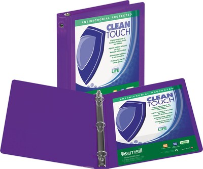 Samsill Clean Touch™ 3 Ring View Binder, 3 Inch Round Rings, Purple (SAM17288)