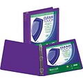 Samsill Clean Touch™ 3 Ring View Binder, 1 Inch Round Rings, Purple (SAM17238)