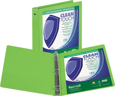 Samsill Clean Touch Antimicrobial 3 3-Ring View Binder, Lime Green (SAM17285)