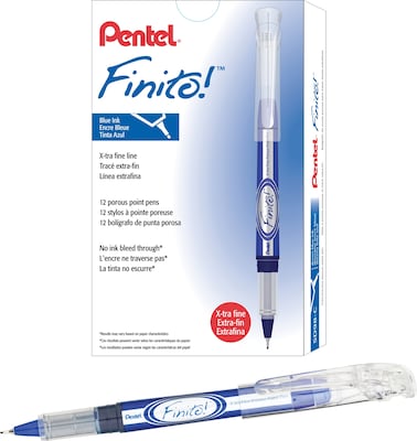 Pentel® Finito Porous Point Pens, Extra-Fine, Blue Ink, Dozen