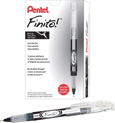 Pentel Finito Porous Point Pens, Extra-Fine, Black Ink, Dozen (SD98A)