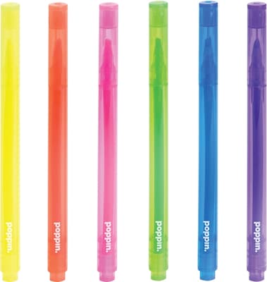 Poppin® Thin Highlighters, Chisel Tip, Assorted Colors, 12/Pk