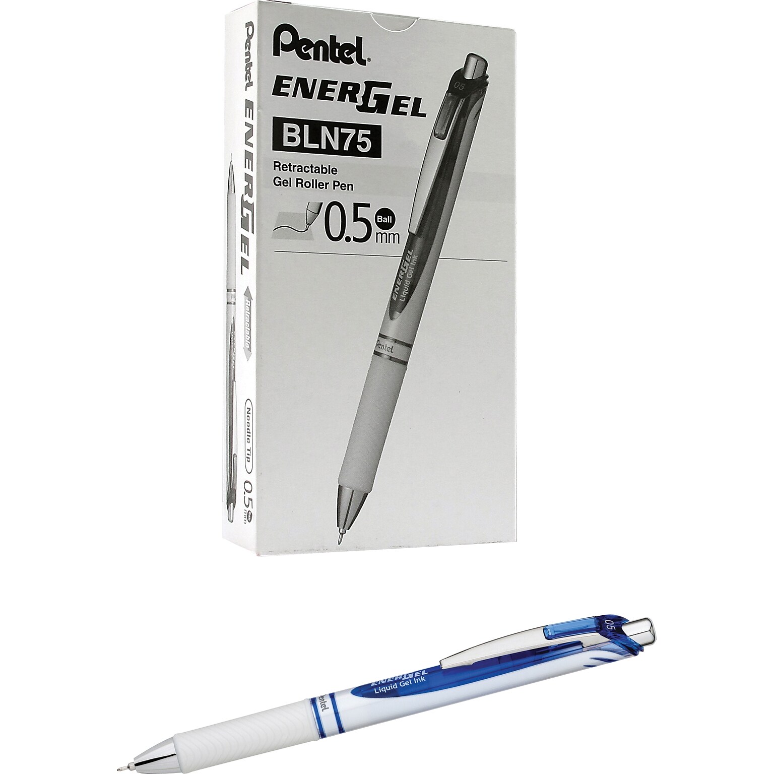 Pentel® EnerGel® Pearl Deluxe RTX Retractable Gel Pens, Blue Ink, Dozen (BLN75PW-C)