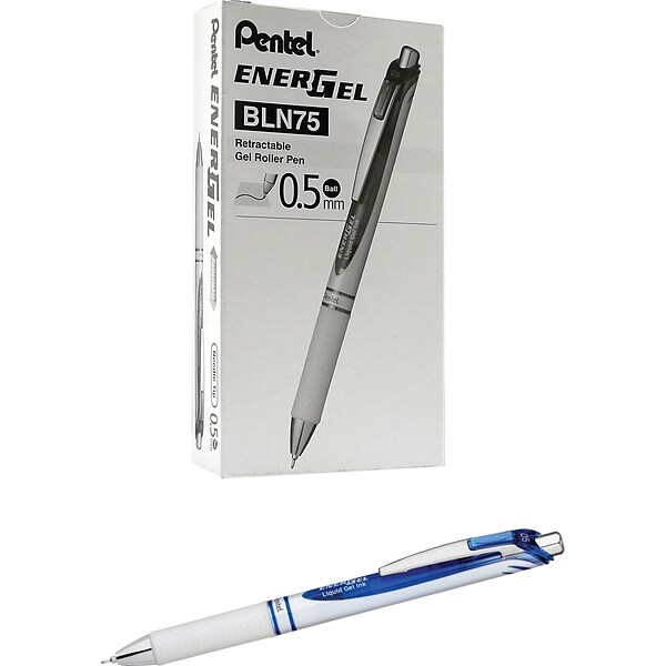 Pentel® EnerGel® Pearl Deluxe RTX Retractable Gel Pens, Blue Ink, Dozen (BLN75PW-C)
