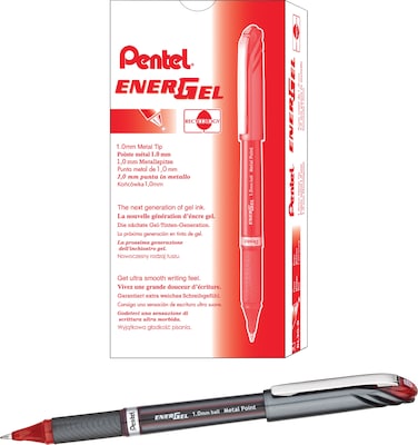 Pentel EnerGel® NV Liquid Gel Pen, Bold Point, Red Ink, Dozen (BL30-B)