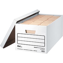 Quill Brand® 35% Recycled Corrugated Medium-Duty File Storage Boxes, Lift-Off Lid, Letter, White, 12