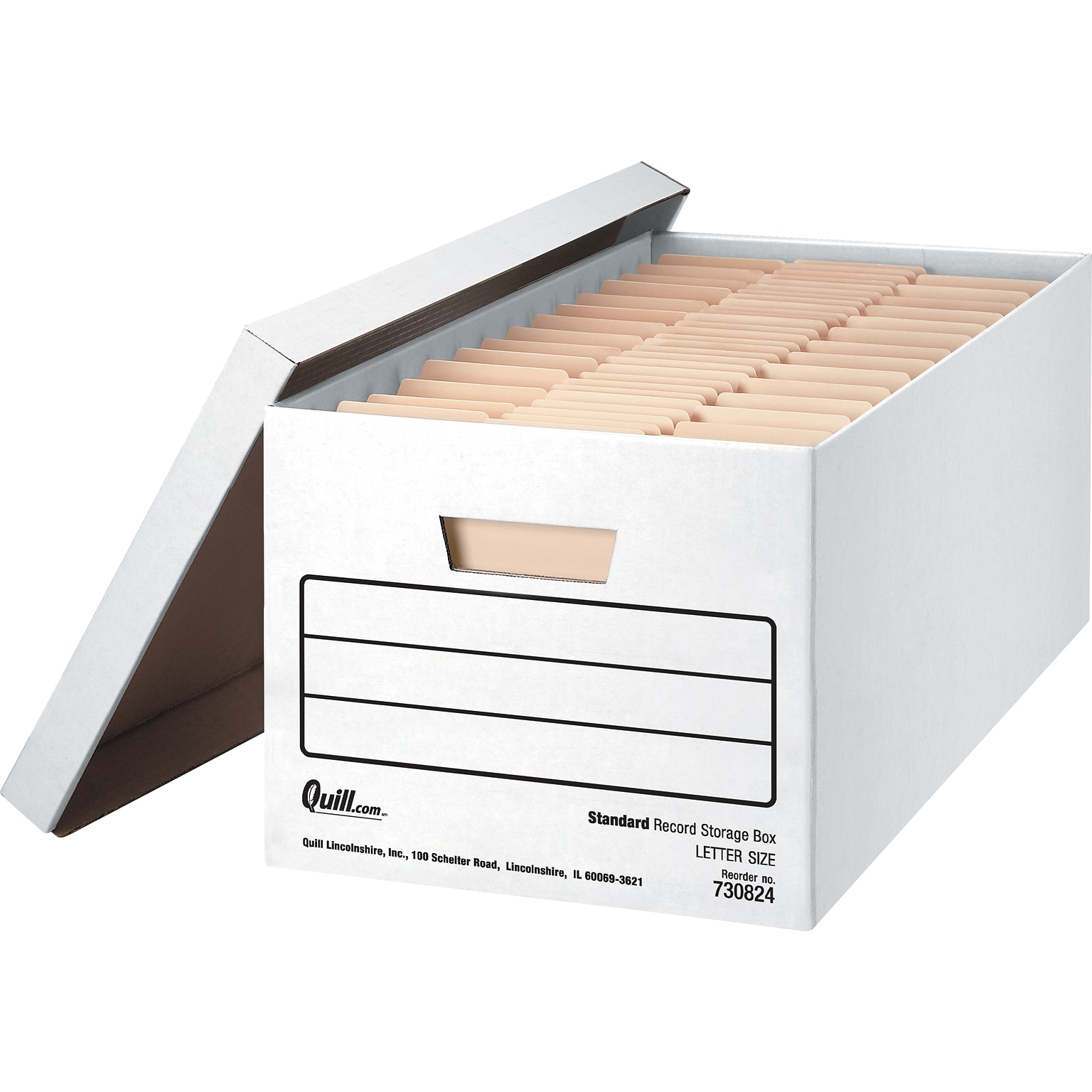 Quill Brand® 35% Recycled Corrugated Medium-Duty File Storage Boxes, Lift-Off Lid, Letter, White, 12/Carton (30824)