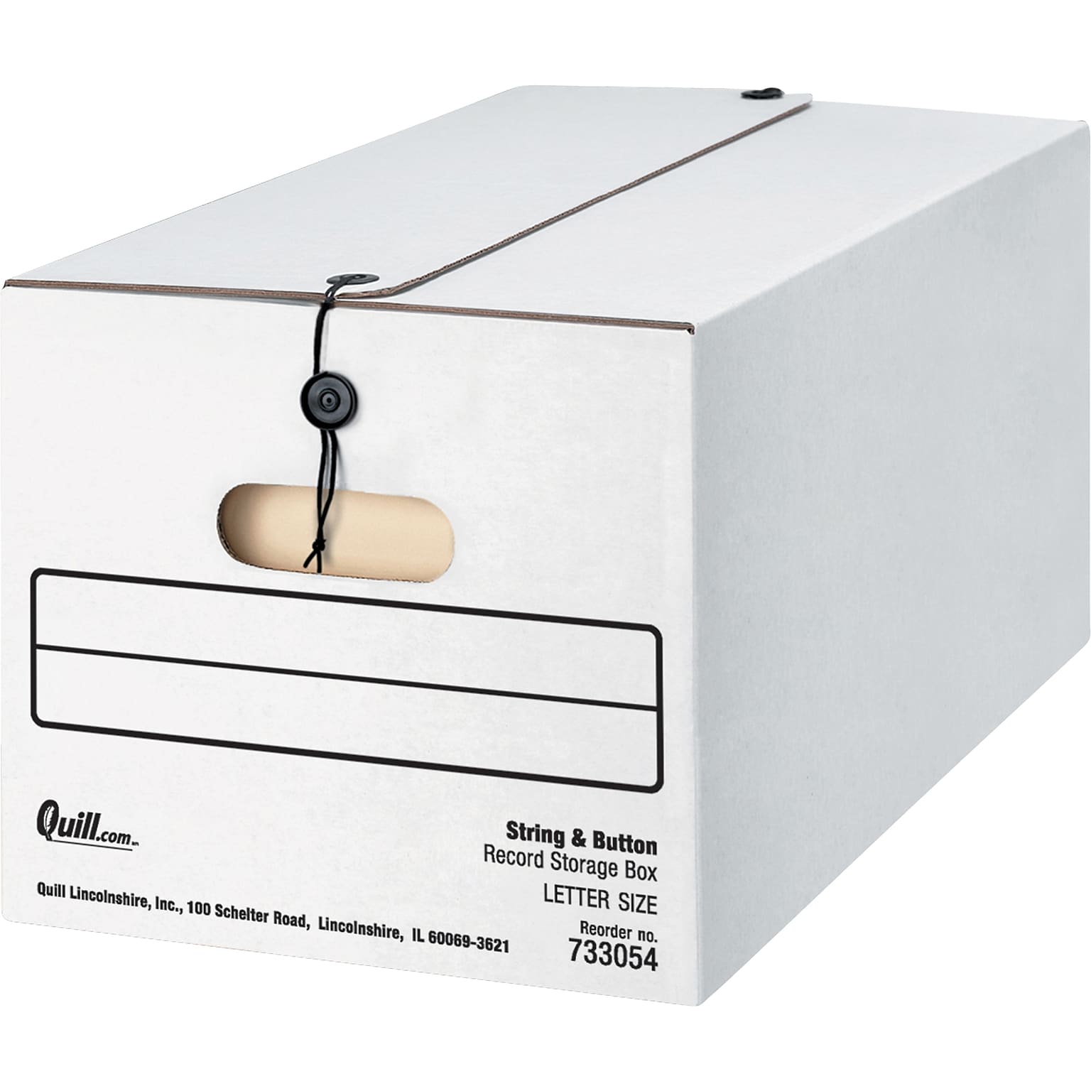 Quill Brand® 35% Recycled Corrugated File Storage Boxes, String & Button, Letter Size, White, 12/Carton (33054)