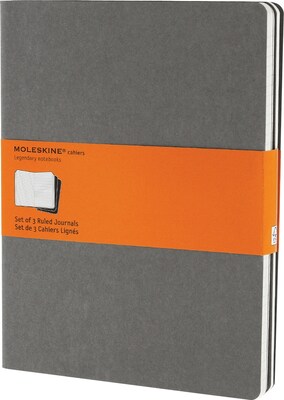 Moleskine Cahier Journal, 7-1/2 x 10, Ruled, Pebble Grey (629605)