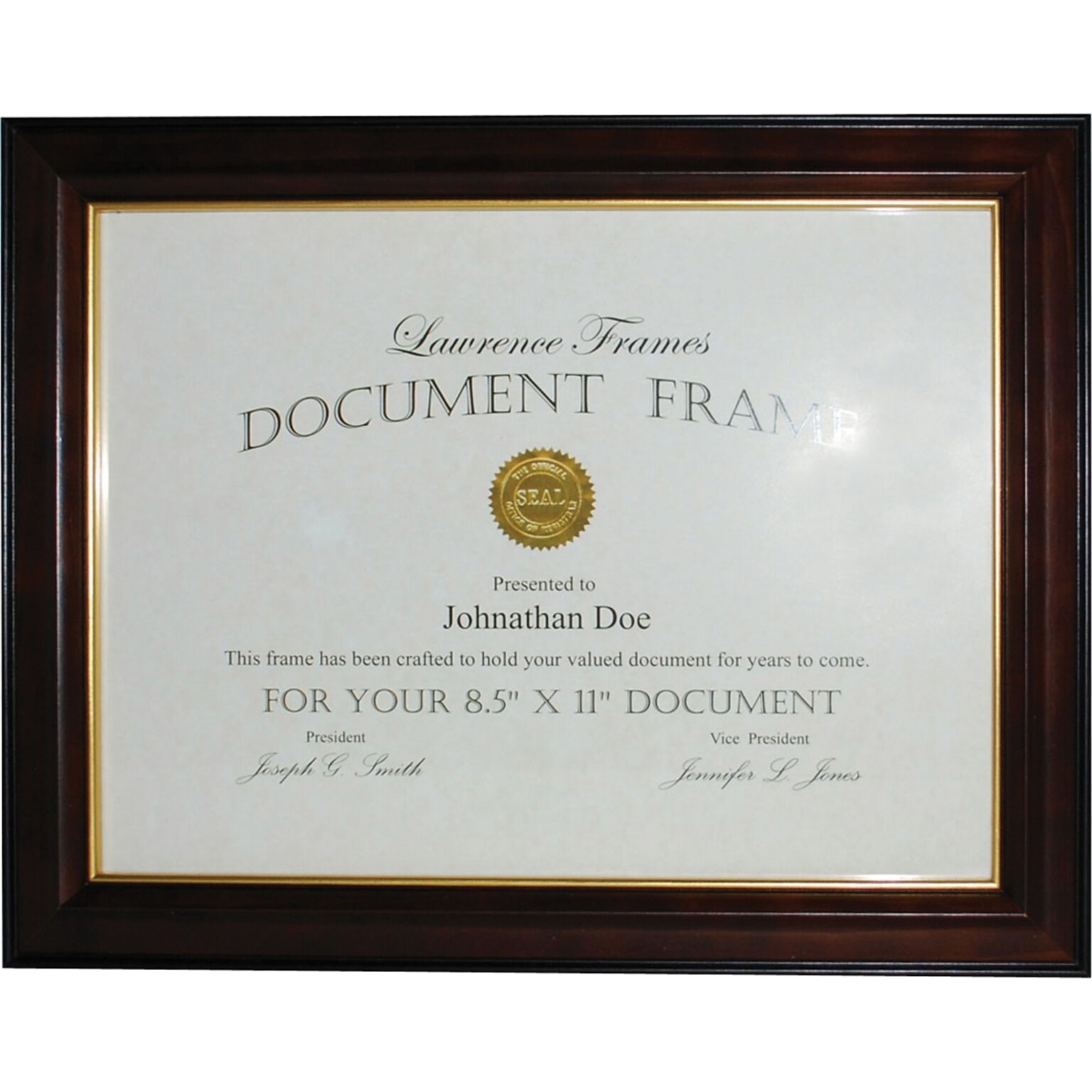 Walnut and Black Wood 8.5x11 Picture Frame - Gold Line