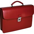 Royce Leather Kensington Single Gusset Briefcase, Red