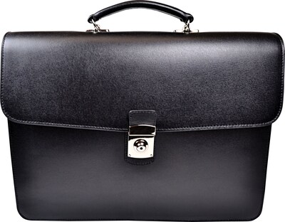 Royce Leather Kensington Single Gusset Briefcase, Black