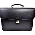 Royce Leather Kensington Double Gusset Briefcase, Black