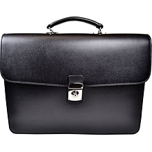 Royce Leather Kensington Single Gusset Briefcase, Black