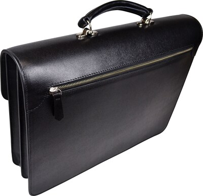 Royce Leather Kensington Single Gusset Briefcase, Black
