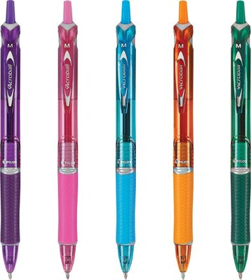Pilot Acroball Colors Ballpoint Pens, Medium Point, Assorted Inks, 5/Pack (31808)