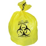 Heritage, Healthcare Printed Biohazard Bags/Liners, 40-45 Gallon, 40x48, High Density, 17 Mic, Yello