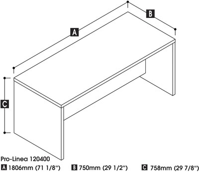 Bestar® Pro-Linea Executive Desk in Bark Grey