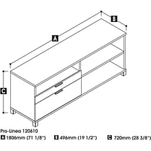 Bestar® Pro-Linea Credenza w/ Drawers in Bark Grey