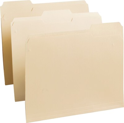 Quill Brand® Premium File Folders,  Assorted Tabs, 1/3-Cut, Letter Size ,Manila, 100/Box (741137)