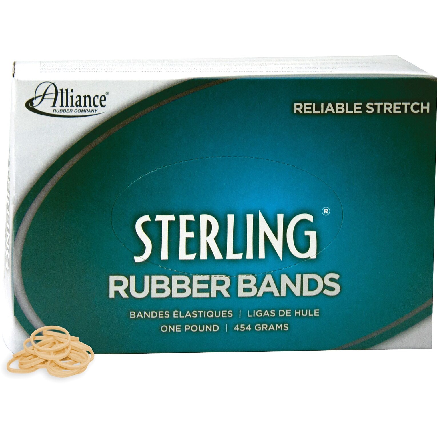 Alliance Rubber Company Sterling Size #8 Rubber Bands, 0.88 x 0.06, Approx. 7100/Pack, 1 lb. Box (24085)
