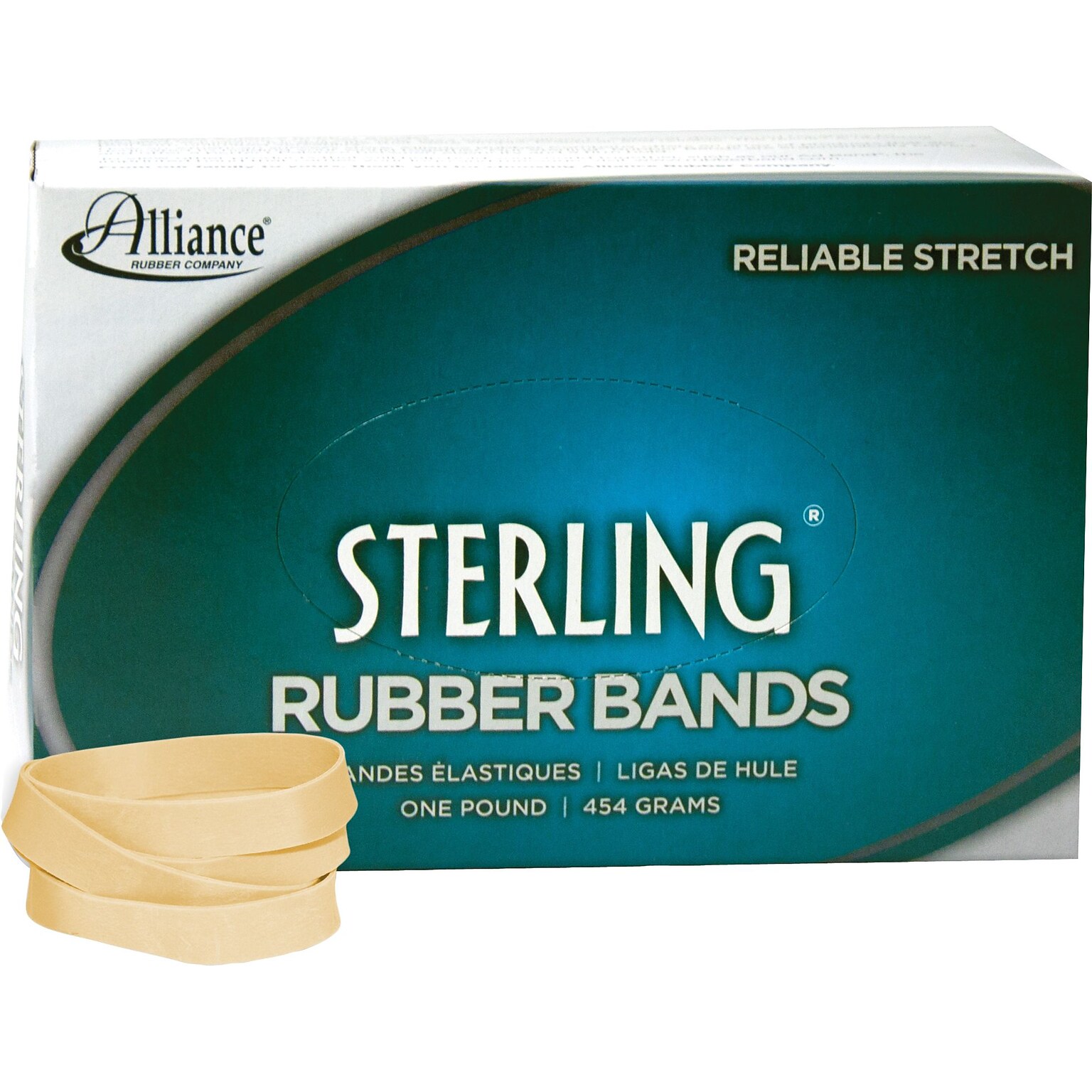 Alliance Rubber Company Sterling Size #84 Rubber Bands, 3.5 x 0.5, Approx. 210/Pack, 1 lb. Box (24845)