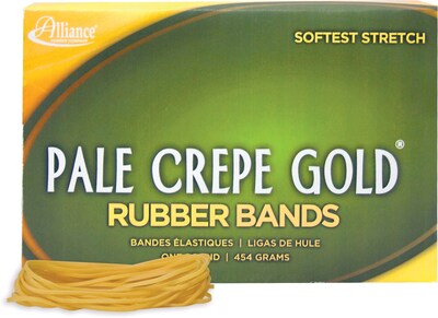 Alliance® Pale Crepe Gold 19 Rubber Band, 3-1/2 x 1/16, 1890/Box