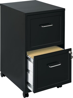 Space Solutions 2-Drawer Mobile File Cabinet with Wheels, Letter-Width, Black, 18 Deep (16872)