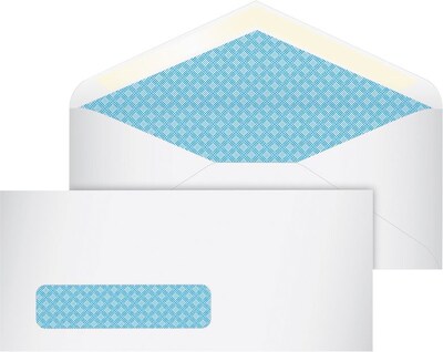 Quill Brand Gummed Security Tinted #10 Window Envelope, 4 1/8 x 9 1/2, White, 500/Box (69667 / 706