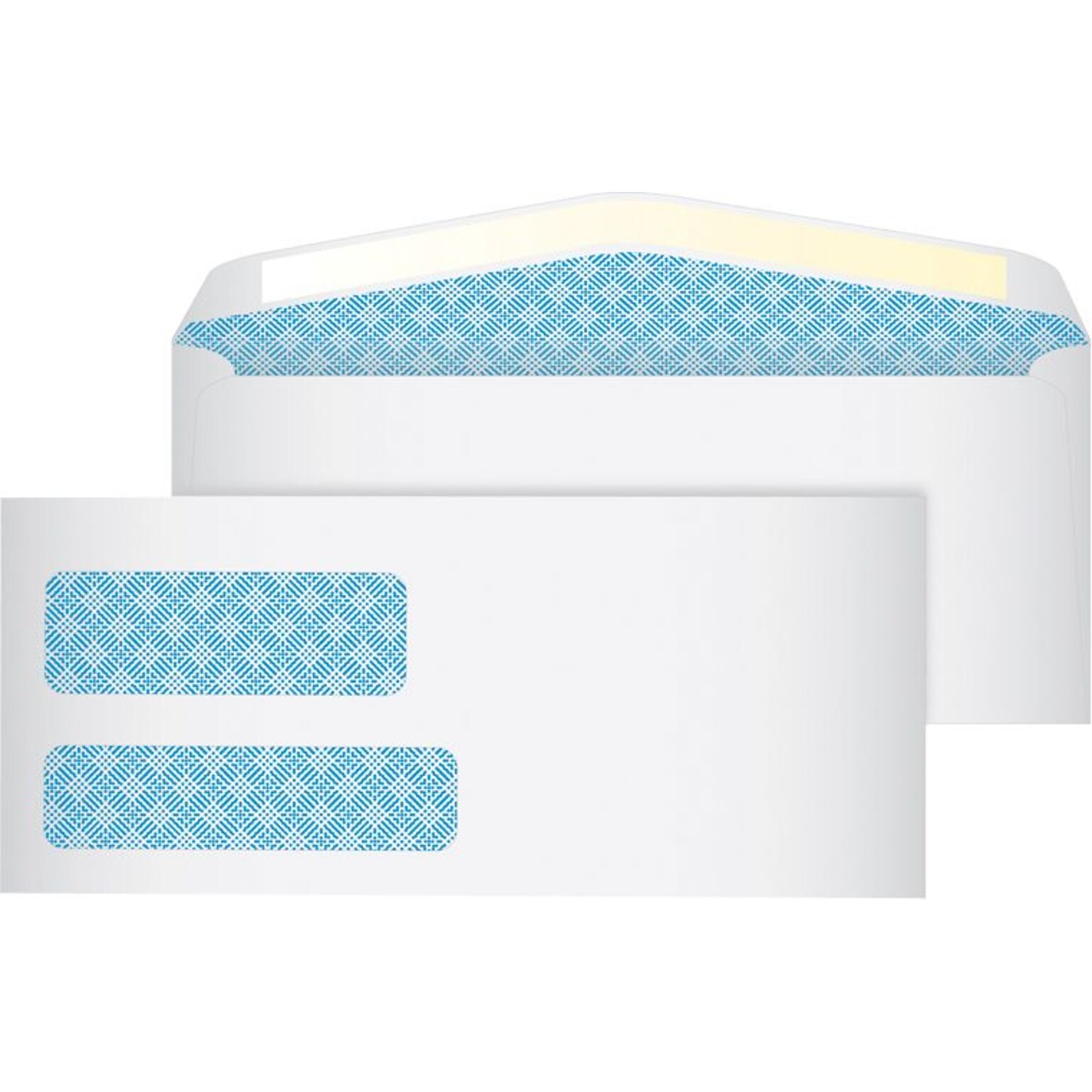 Quill Brand® 500/Box Gummed Security Tinted #9 Double Window Envelope, 3-7/8 x 8-7/8, White (75042)