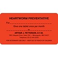 Heartworm Preventative Labels, Red, 3-1/4x1-3/4, 500 Labels