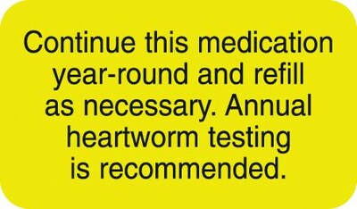 Medical Arts Press® Medical Heartworm Labels, Continue Medication, Fluorescent Chartreuse, 7/8x1-1/2