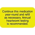 Medical Arts Press® Medical Heartworm Labels, Continue Medication, Fluorescent Chartreuse, 7/8x1-1/2, 500 Labels