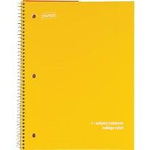 Staples® 1-Subject Notebooks, 8 x 10.5, College Ruled, 75 Sheets, Assorted, 48/Carton (27620CT)