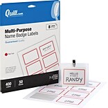 Quill Brand® Self Adhesive Name Badges, 2-1/3 x 3-3/8, White/Red, 8 Labels/Sheet, 50 Sheets/Pack (
