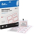 Quill Brand® Self Adhesive Name Badges, 2-1/3 x 3-3/8, White/Red, 8 Labels/Sheet, 50 Sheets/Pack (