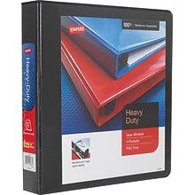 Staples® Heavy Duty 1-1/2 3 Ring View Binder with D-Rings, Black, 12/Pack (24674CT)