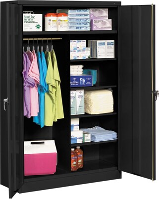 Tennsco Jumbo 78 Steel Combination Cabinet with Five Shelves, Black (J2478SUC-BK)