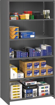 Tennsco® Closed Commercial Steel Shelving, 6-Shelf, Medium Gray, 75Hx36Wx24"D