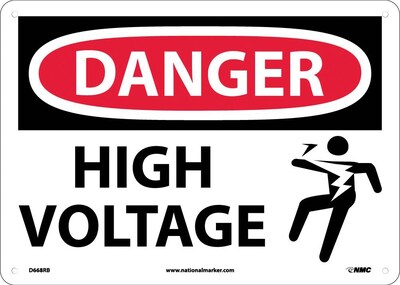 High Voltage (Graphic), 10X14, Rigid Plastic, Danger Sign