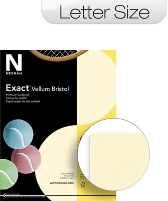 Neenah® 67-lb. Exact Vellum Bristol Card Stock, 8-1/2 x 11, Letter, Ivory, 250/Pack