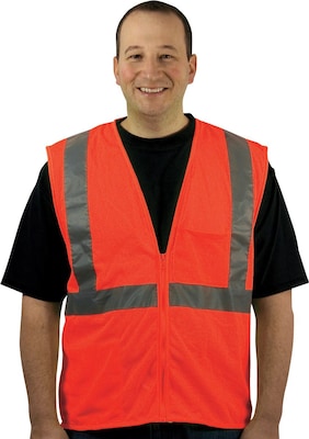 Protective Industrial Products High Visibility Sleeveless Safety Vest, ANSI Class R2, Orange, X-Larg