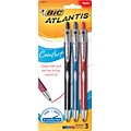BIC Atlantis Comfort Retractable Ballpoint Pens, Medium Point, 1.0 mm, Assorted, 3/Pack